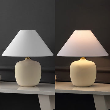 Delphi 18.25" Minimalist Scandinavian Resin/Iron LED Table Lamp - JONATHAN Y